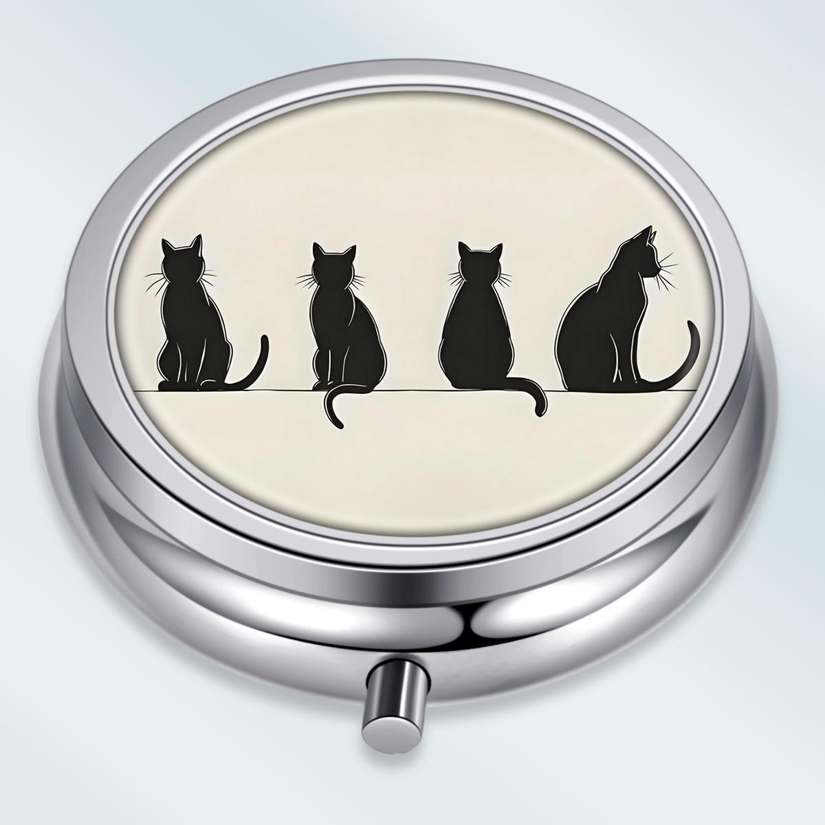 

Portable Pill Box with 3 Compartments, Mini Metal Medicine Organizer Case, Cute Printed Pill Container for Vitamins, Pills, Jewelry, Travel, Daily Use