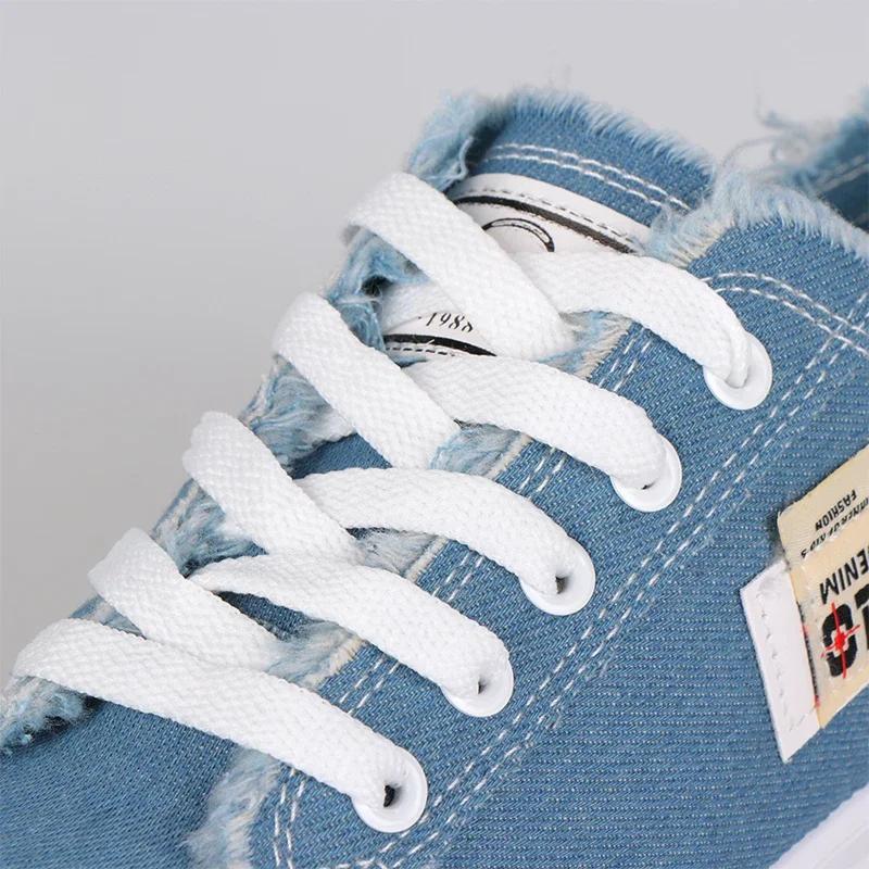 Forår Sommer Dame Lærredssneakers Lav Top Denim Sneakers Damer Snørebånd Flade Lærred Board Sko Kvinde sapatos femininos