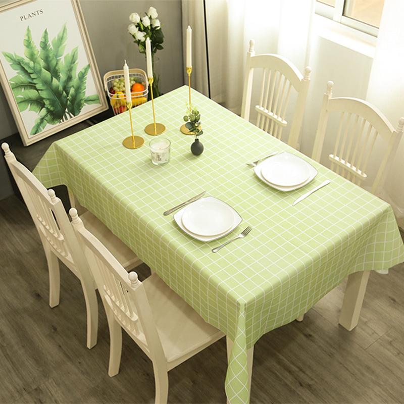Peva Simple Waterproof And Oil-Proof Home Modern Grid Tablecloth Fruit Anti-Scalding Leave-In Plaid Tablecloth