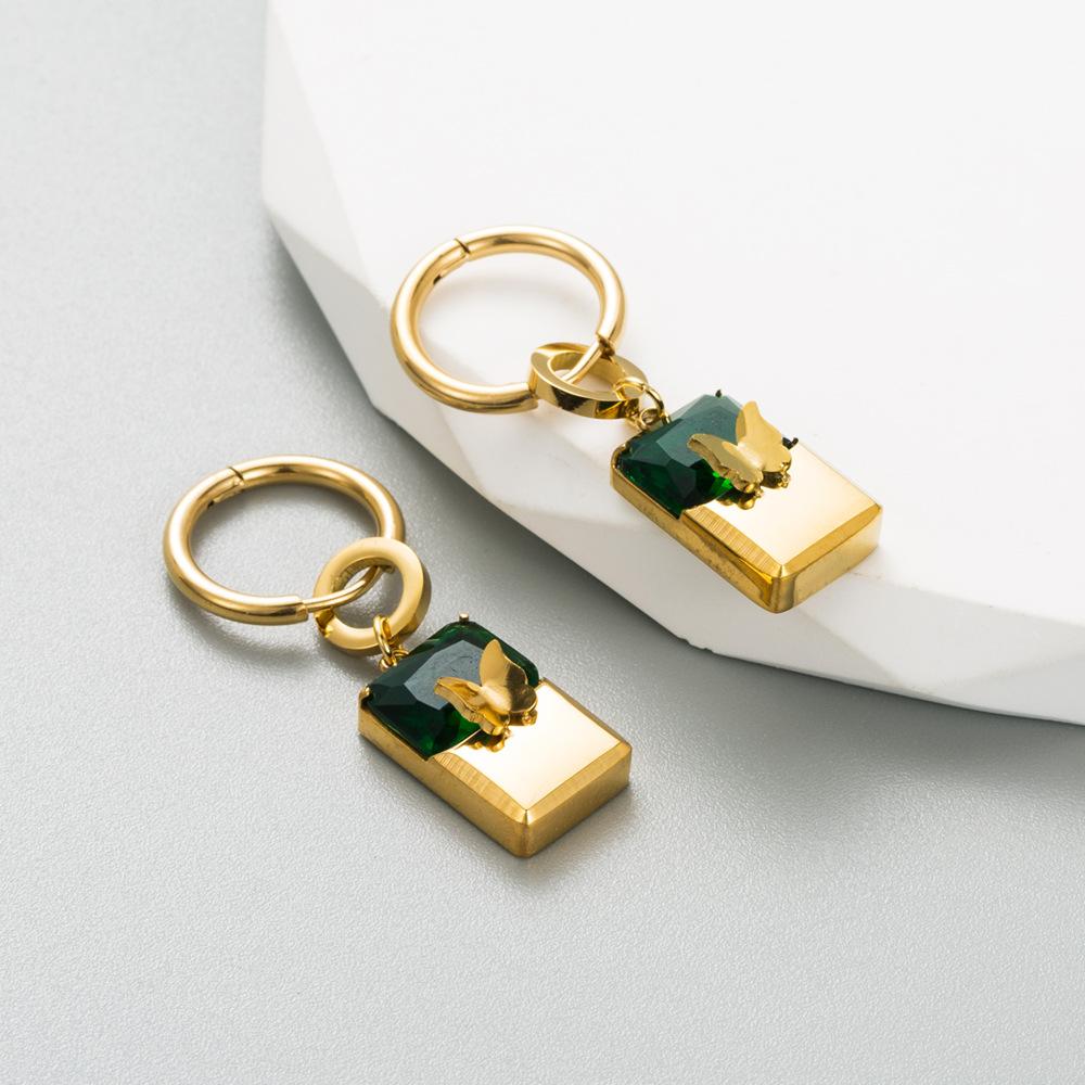 Women's Vintage Earrings Creative Concentric Lock Earrings Titanium Steel Inlaid Color Zircon Earrings