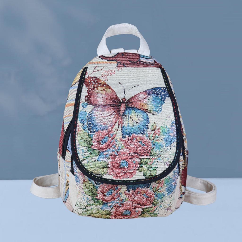 Backpack Embroidered Canvas Backpack for Women Cute Animal Floral Pattern Lightweight Travel Casual Backpack Small Daypack