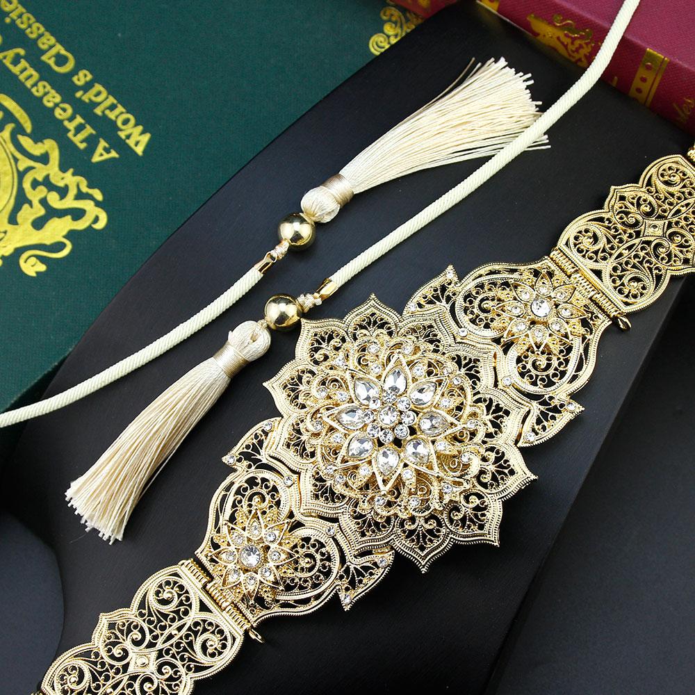 Gold Color Belt For Women Hand Rope Chain Waist Belt Hollow Star Shaped Bride Wedding Jewelry