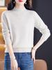 Women's 100% Wool Thick Knit Half-High Collar Winter Sweater for Middle-Aged and Elderly