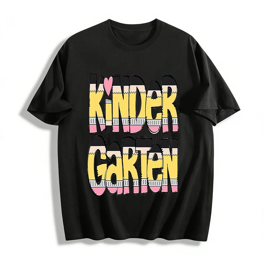 

Cute Pencil Print Kindergarten Themed Casual Short Sleeve T-Shirt Pure cotton T-shirt XXS