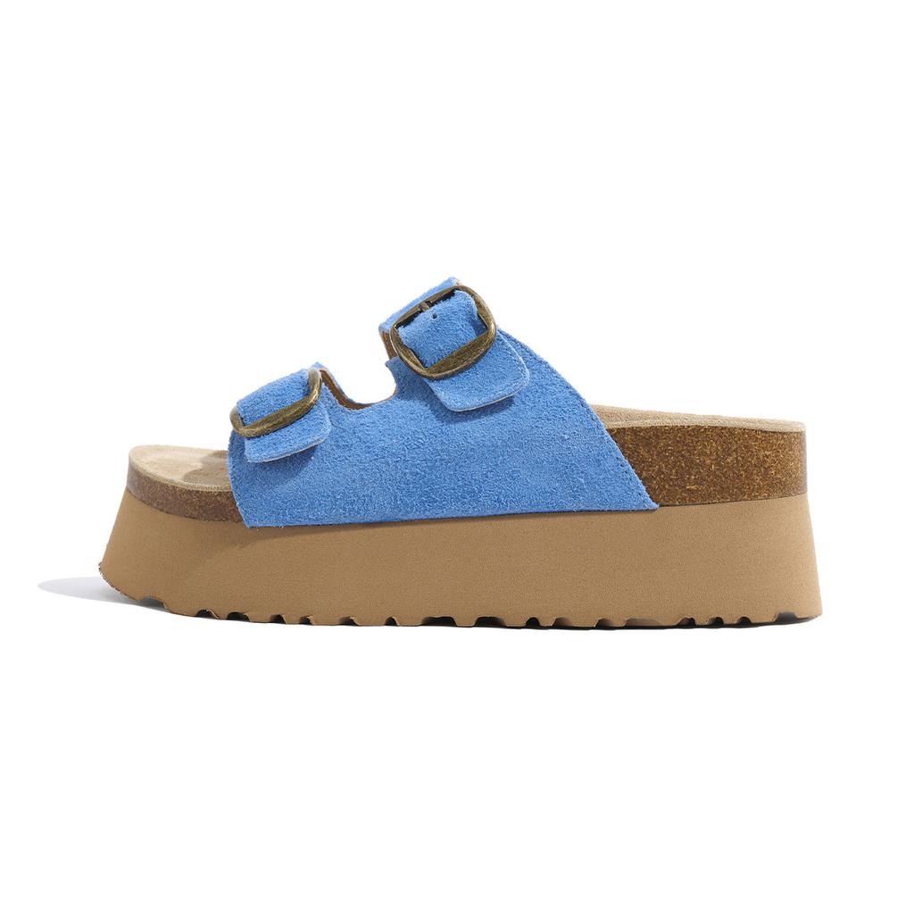 Cowhide Thick-soled Slippers Wear Retro Leather Birkencool Slippers Lazy Muffin Bottom One-word Beach Shoes