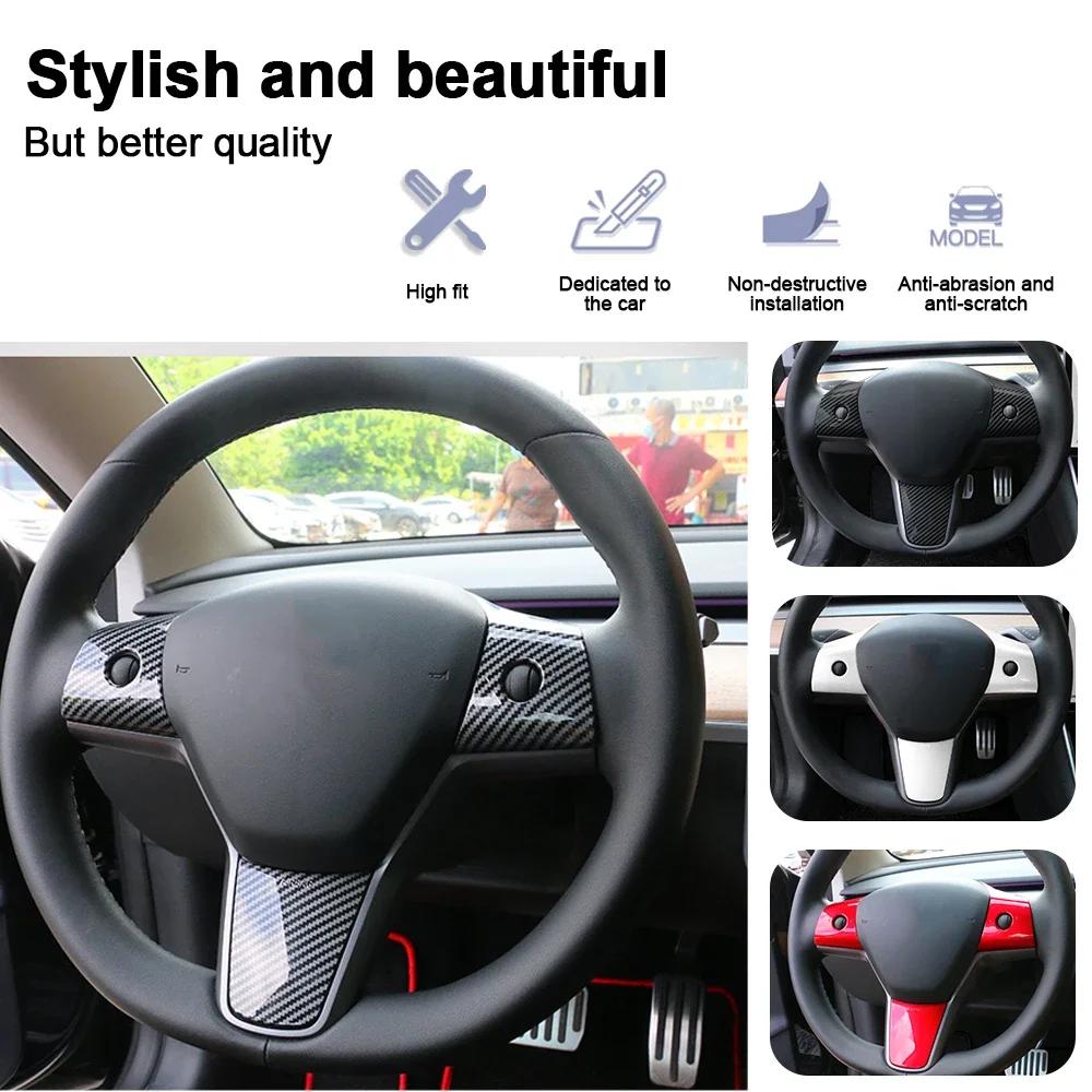 For Tesla Model 3 Model Y Steering Wheel Trim Of ABS Carbon Fiber Matte For Tesla 2025/2025 Interior Modified Accessorie