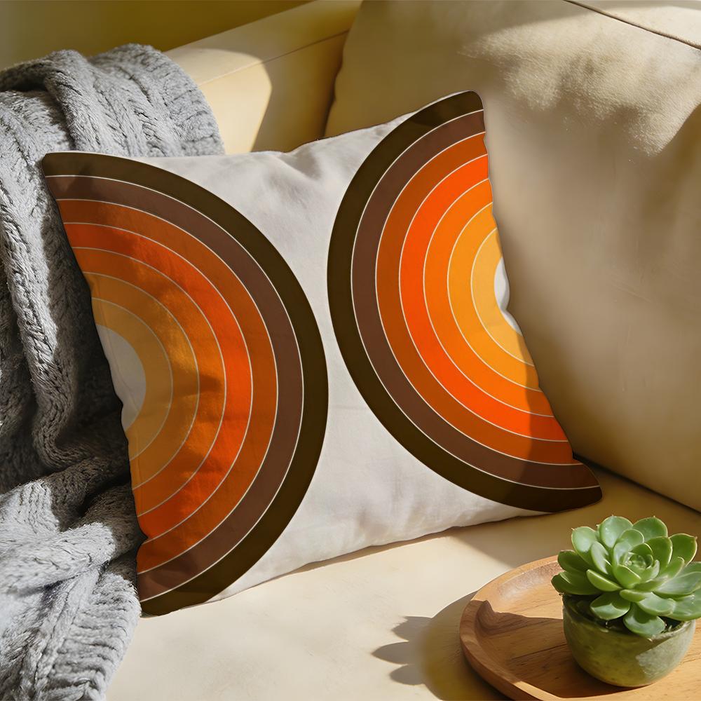 Cushion Cover  Washed Linen  Soft Breathable Decorative Case For Sofa Home Rainbow Series Geometric Print Pillow cover