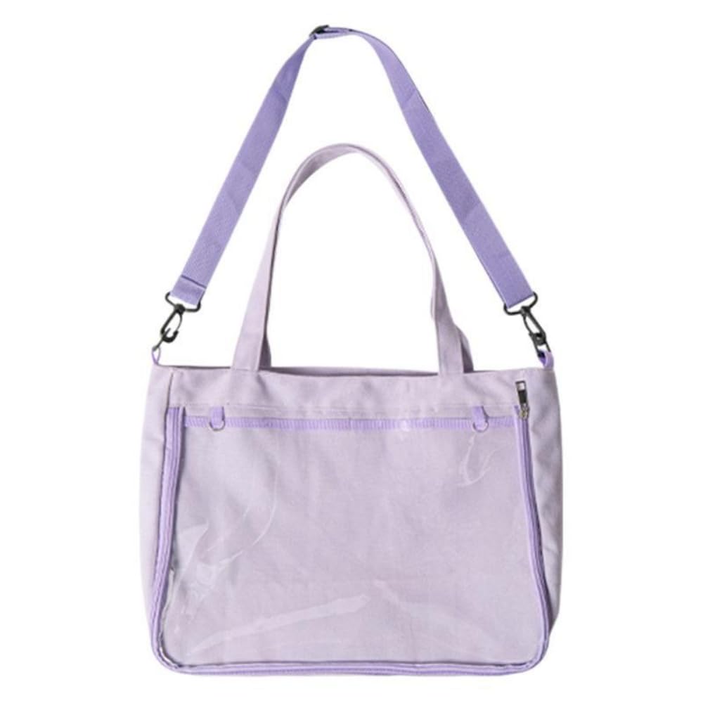 [ideamall] Ita Bag Shoulder Tote Bag for Otaku Activities, Plush Toys, and Badges, Transparent, Large (Purple)