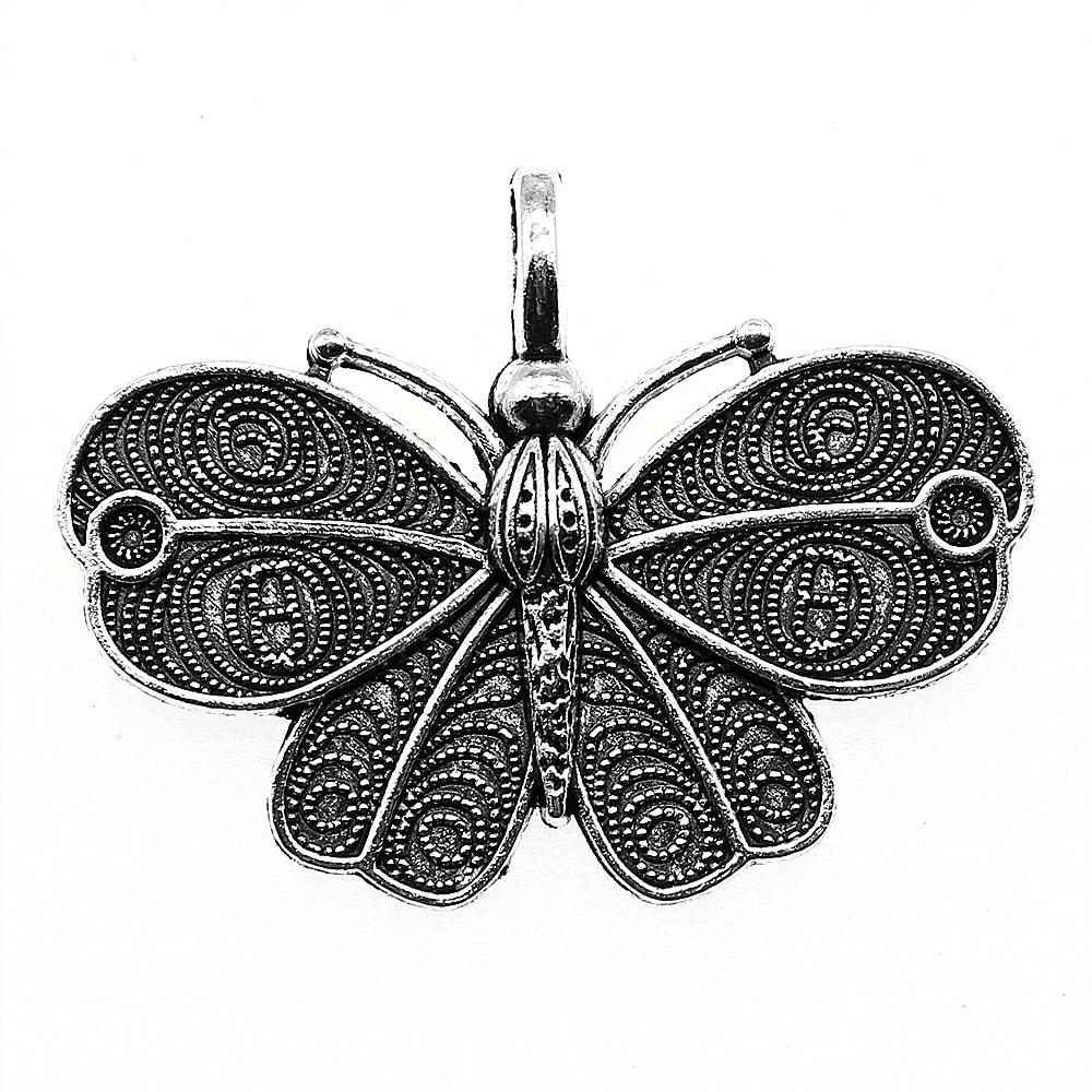 

4 шт., металлические подвески для браслета-бабочки, 41x31 мм, женские ювелирные серьги, женский браслет B13657 античный серебряного