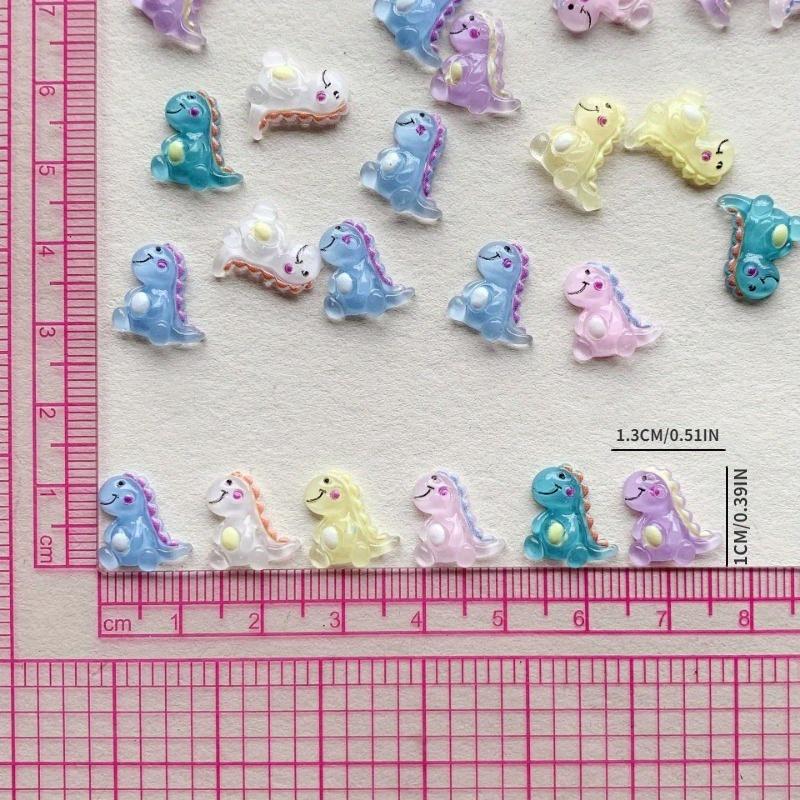50PC 1CM Mini Nail Night Glow Colorful Dinosaur Resin Accessories Earnail Jewelry Accessories Wholesale DIY Hair Clips