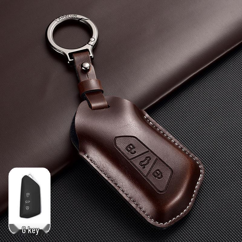 Leather Key Case for Volkswagen Models: T-Cross, Lavida, Lamando, Bora, Tiguan, Sagitar, Polo, Magotan, Passat, Tharu