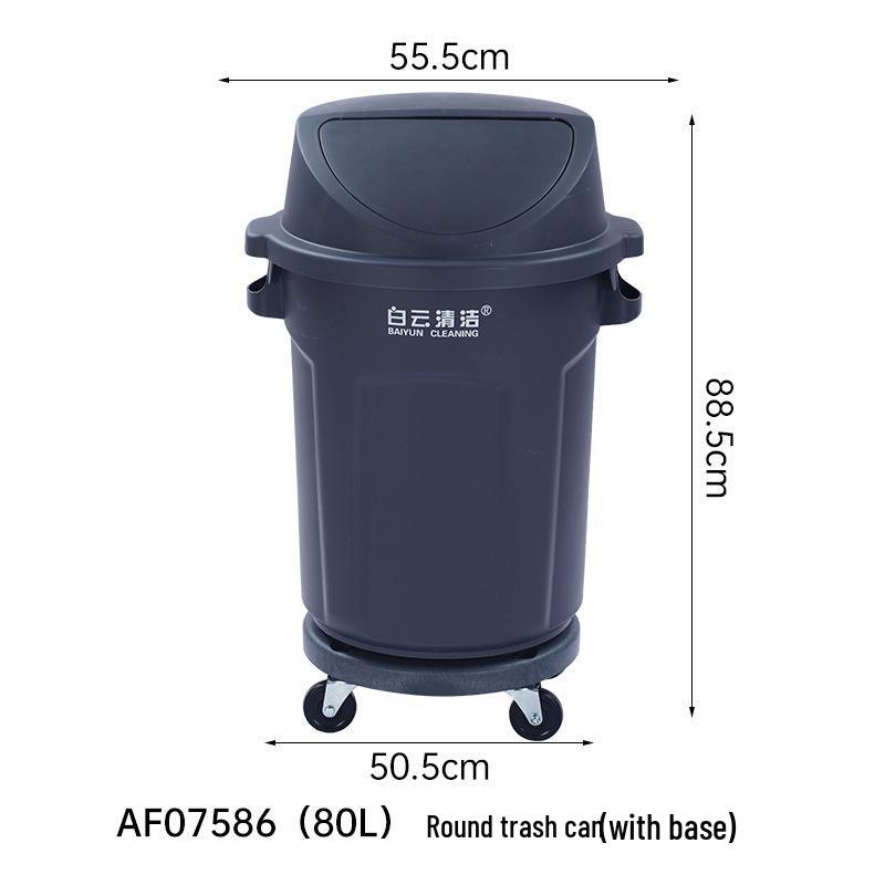 Large Round Wheeled Trash Can with Lid for Outdoor or Kitchen Use