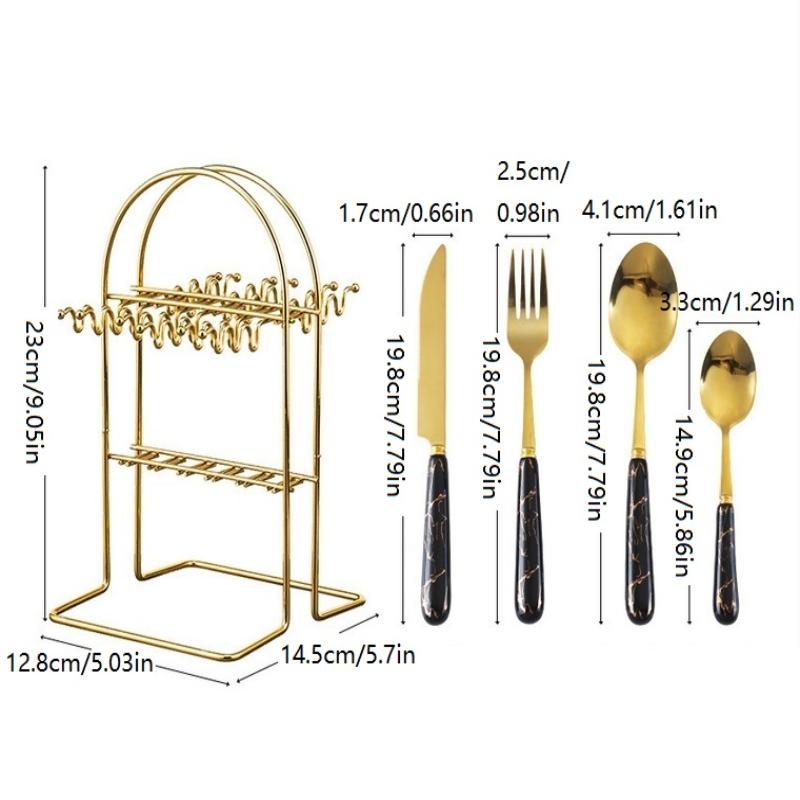 24 Pcs Stainless Steel Cutlery Dark Green Handle Knife Fork Spoon Set Cutlery Set Travel Cutlery Set Flatware Set