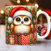 3D Snowman Owl Owl Ceramic Coffee Mug Water Cup Christmas Hat Christmas