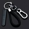Trendy DIY Mobile Phone Number Plate Keychain - Punk Style Woven Leather Rope, Anti-lost Car Key Accessory for Men