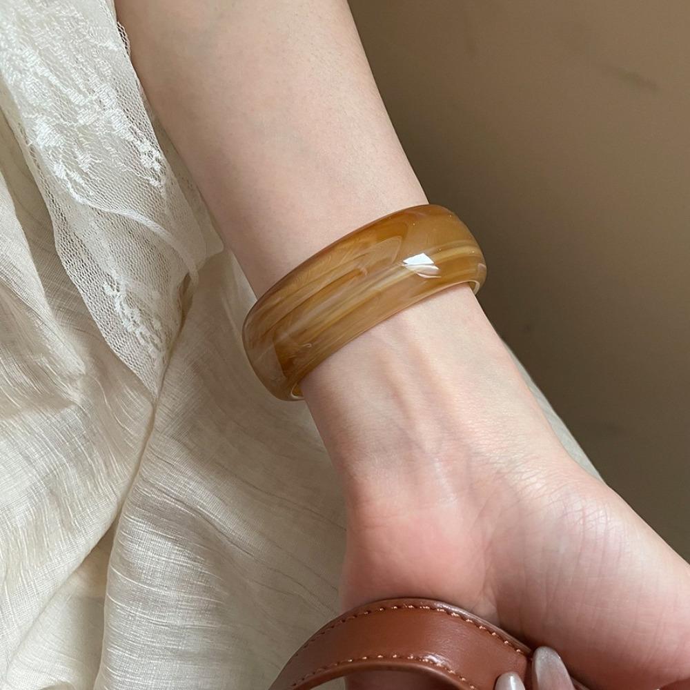 C Shape Exaggerated Bracelet Smudging Design Wide Cuff Bangles Retro Hand Ring Casual Wear