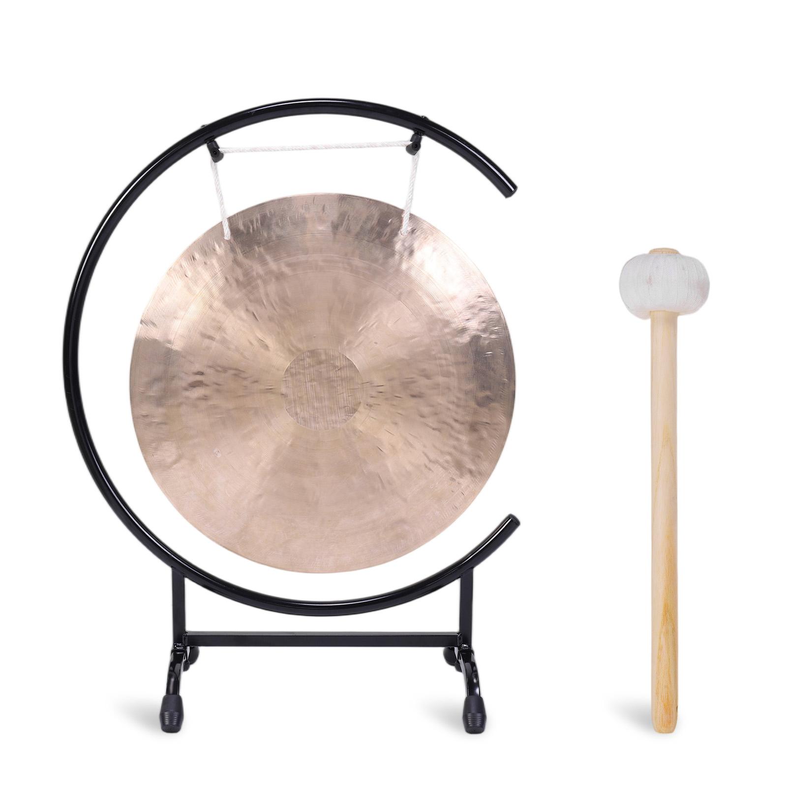 Sound Healing and Therapy Chinese Gong with C-type Stand&Mallet Mallet Copper Gong Instrument Rich and Deep Sound for Home Decor
