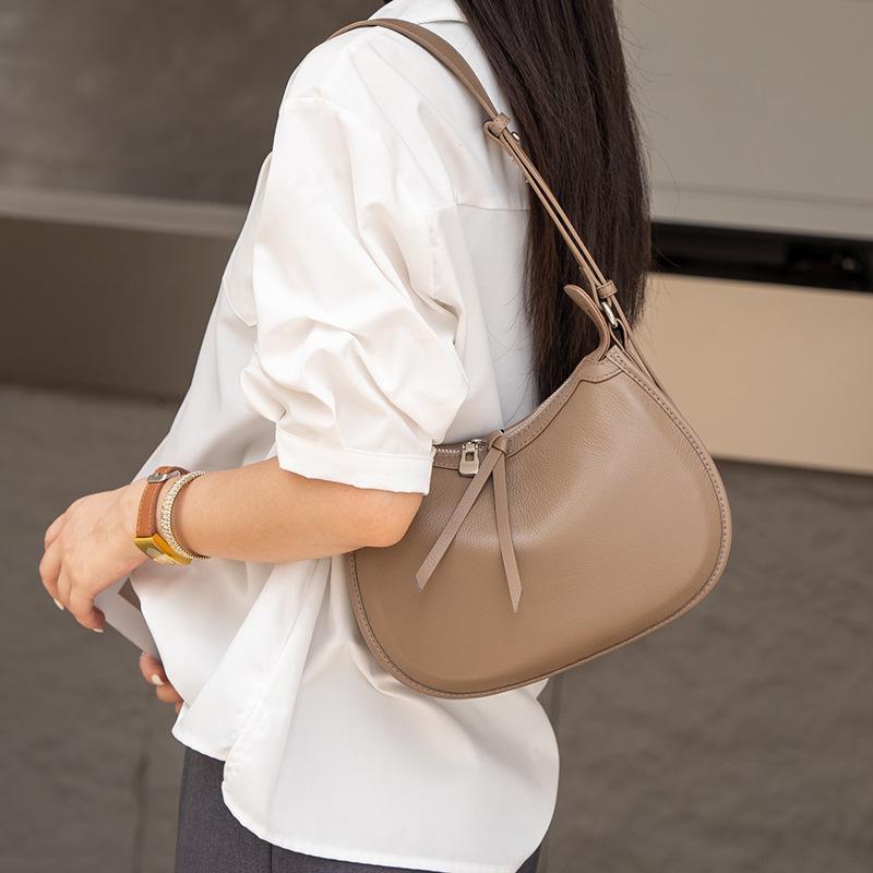 Large-capacity Genuine Leather Crossbody Dumpling Bag Underarm Bag High-end Single-shoulder Crescent-shaped Bag
