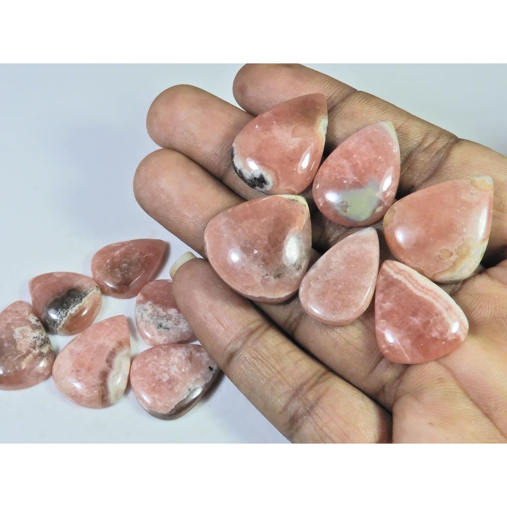 20-25MM 278Cts. Natural Rhodochrosite Pear Cabochon Loose Gemstone 12Pcs Lot C-889
