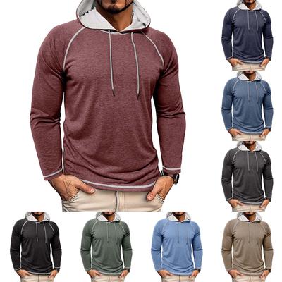 Men's Hooded Pullover Long Sleeved T-shirt Sports Top