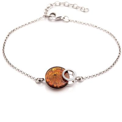 [R5504] - El Yapımı Gümüş Bileklik 'İlham' gümüş kehribar (rodyum) - 16x12mm