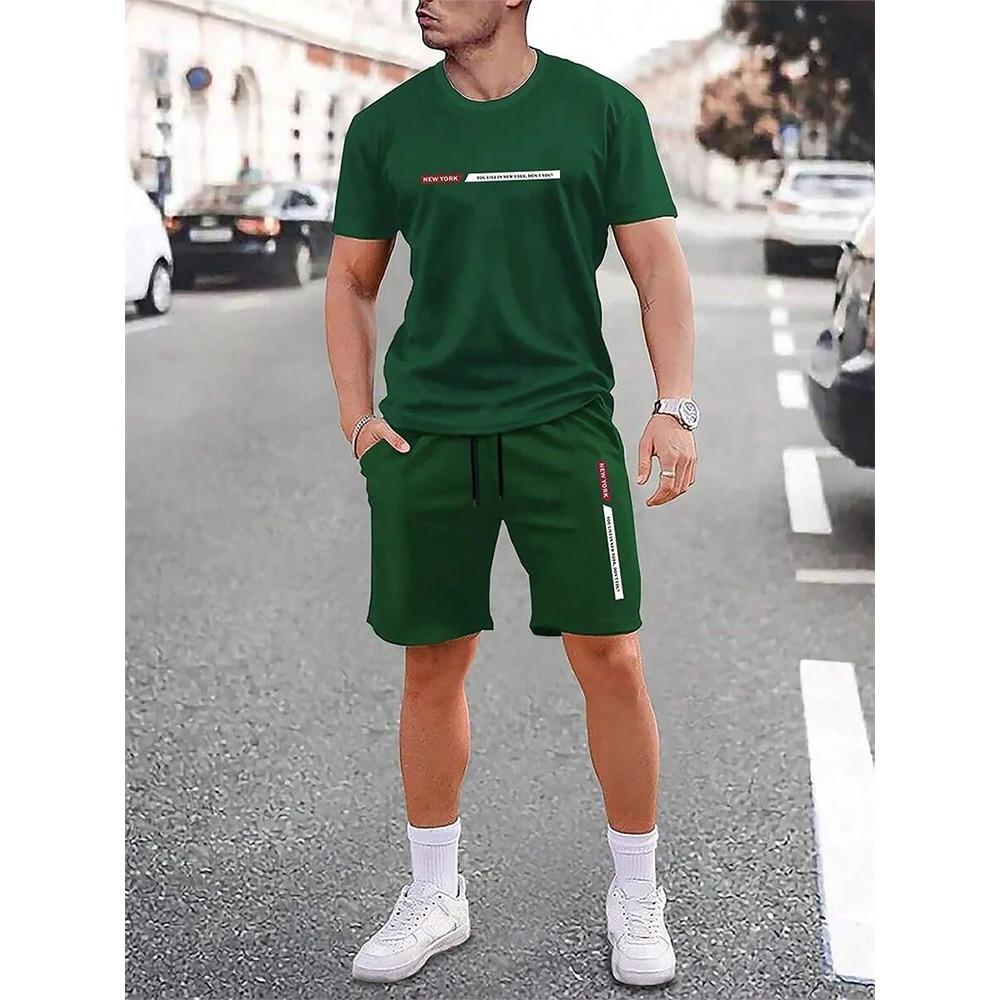 Tuta Sportiva Estiva da Uomo Pantaloncini Larghi Comodi con Coulisse T-shirt con Stampa Digitale Set Due Pezzi alla Moda Comodo Morbido Traspirante
