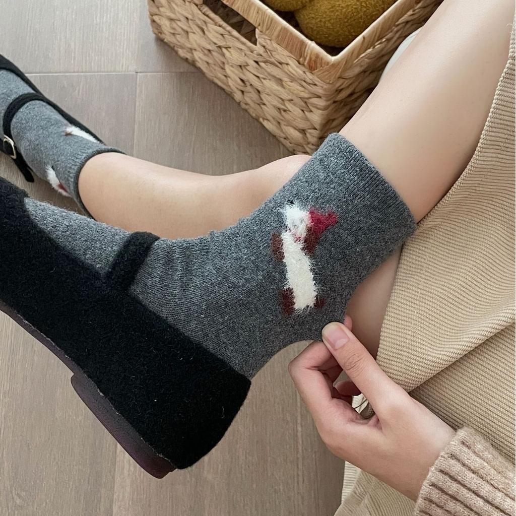 Season Mao Mao Socks Trend Cartoon Plush Puppy Warm Thickened Pile Pile Medium Tube Socks