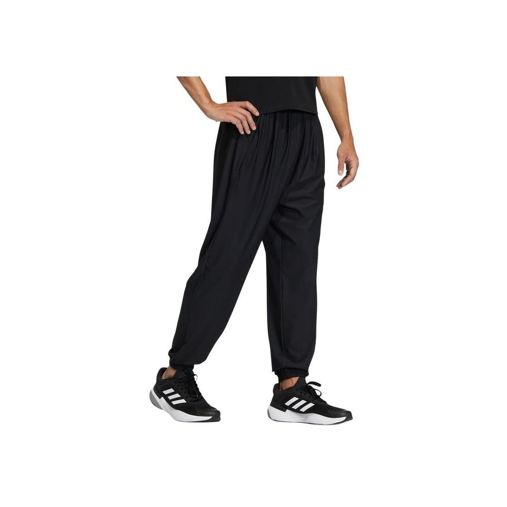 Adidas Solid Color Logo Print Mid-Waist Jogger Pants Men Bottoms Black HZ7051