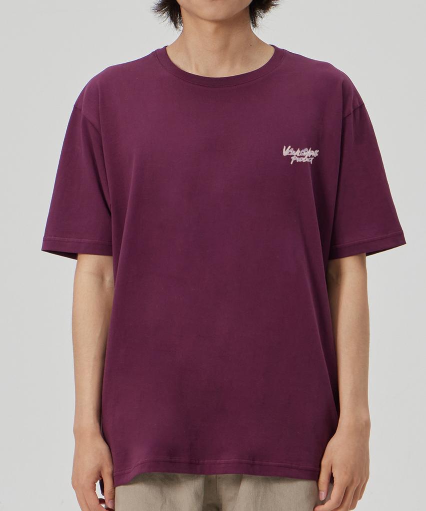 BY.L Contour Graffiti Logo Short Sleeve T-Shirt Wine
