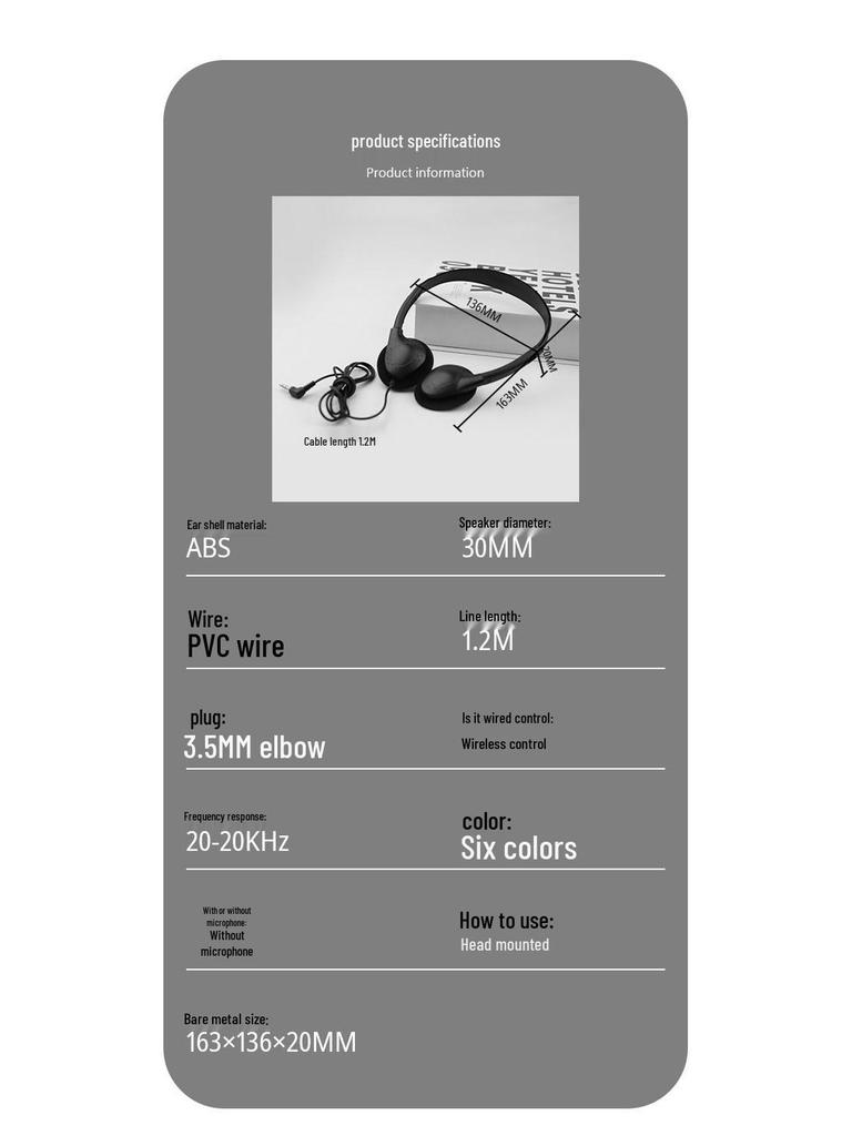 Aviation Wired Headphones with 3.5MM Plug - Ideal for Online Classes and Gifts