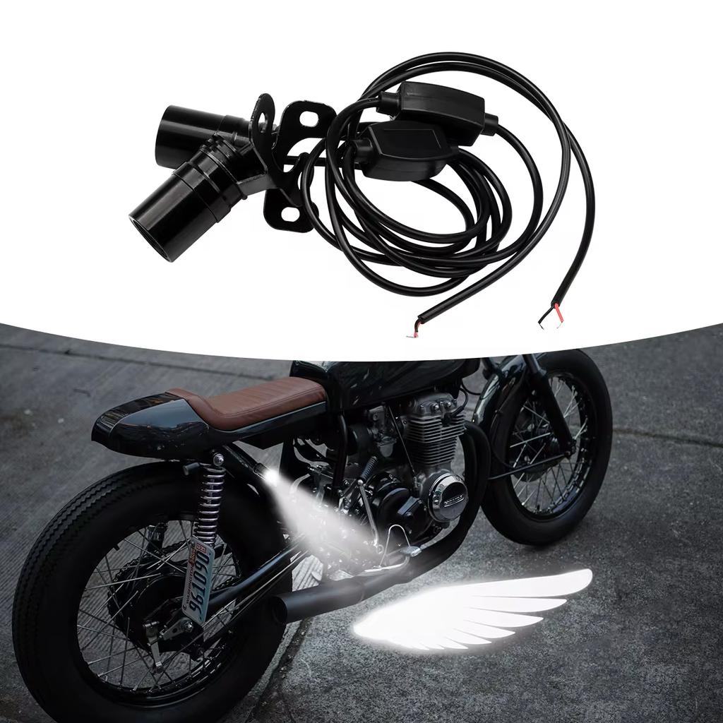 2Pcs Motorcycle Angel Wings Laser Light Motorcycle Welcome Courtesy Lamp HD LED Decorative Welcome Wing Ambient Projection Light