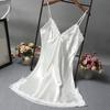 Women Bow Ribbon Bedroom Nightwear Comfortable Solid Color Sleepwear Polyester Summer Lace Ruffle Design Satin 6 Colors