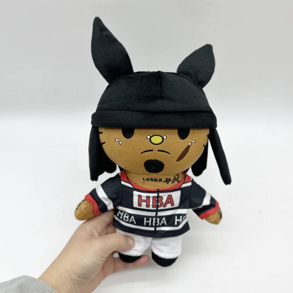 New 30cm Playboi Carti With Black Rabbit Hat Plush Doll Figure Stuffed Toys Cute Boys Girls Birthday Christmas Gift