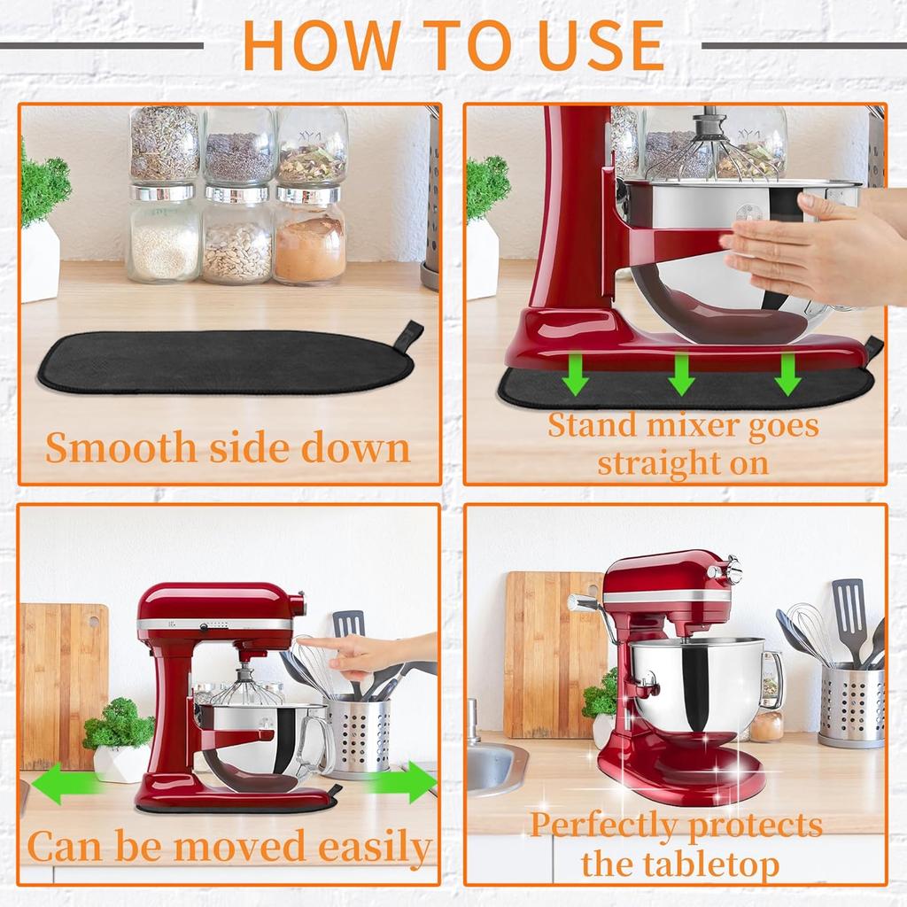Sliding Mat for Kitchenaid Mixer, Mixer Mover Slider Mat Pad for Kitchenaid 5-8 Qt Bowl-Lift Stand Mixer, Appliance Mat for Pro600 Stand Mixer with 1