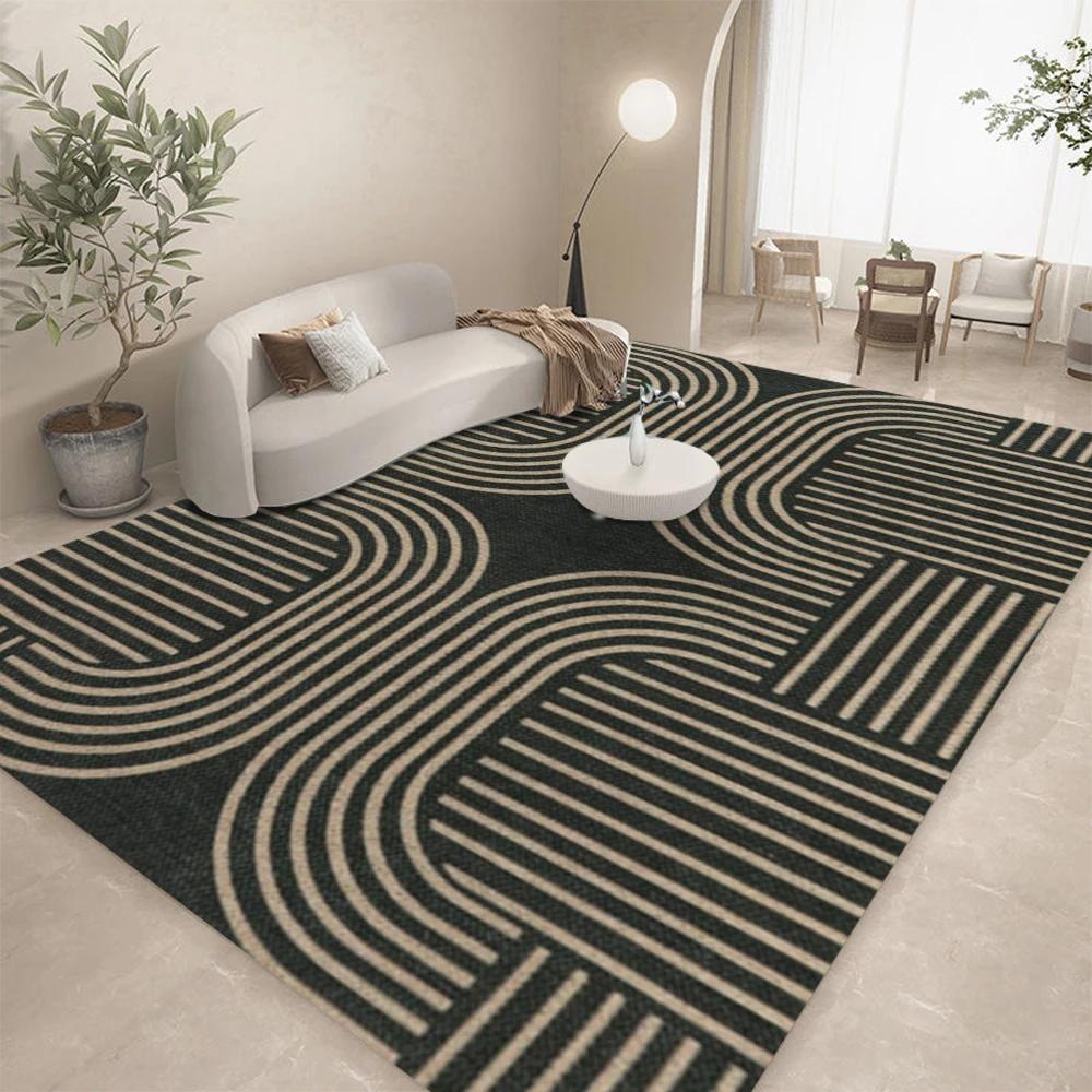 Chic Black Brown Artistic Pattern Area Rug Soft Non-Slip Carpet for Living Room Bedroom Floor Mat Coffee Table Decor