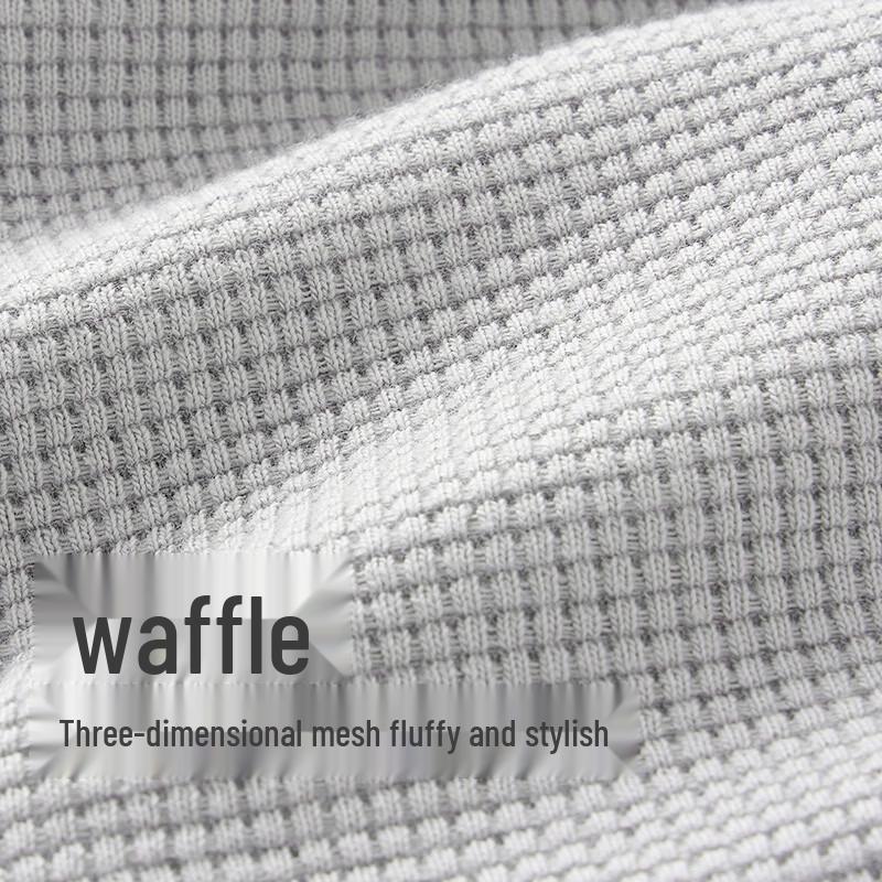 FENTENG Women's Waffle Knit V-Neck Pajama Set