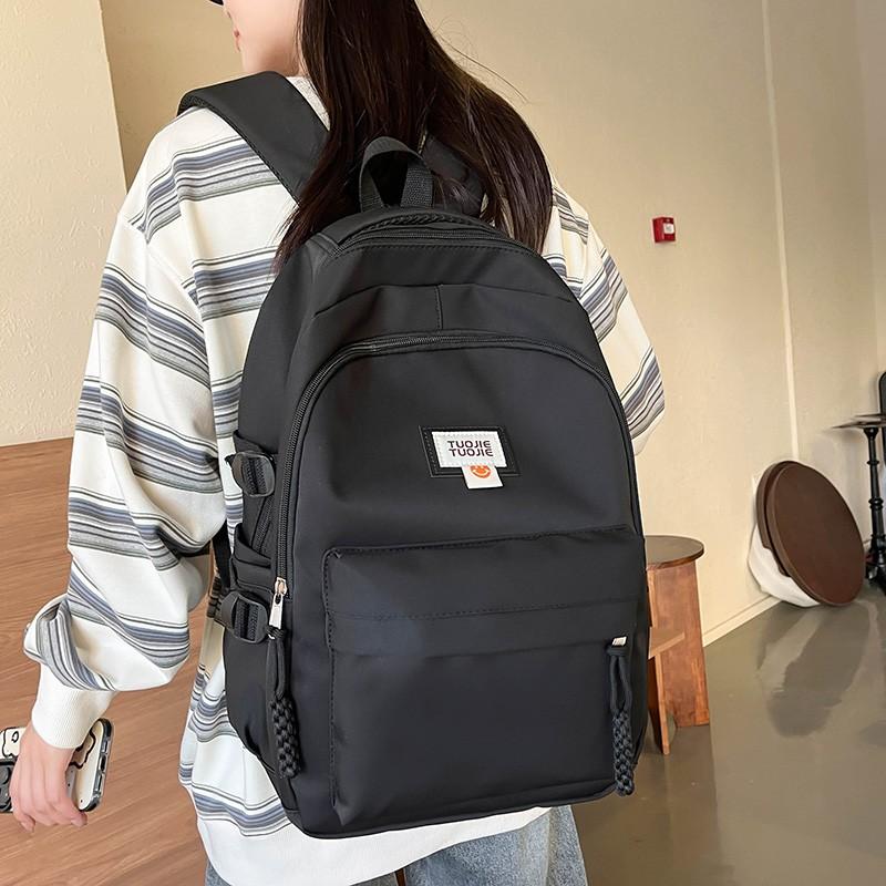 Student Schoolbag Women's Large Capacity Backpack Solid Color Junior High School Backpack