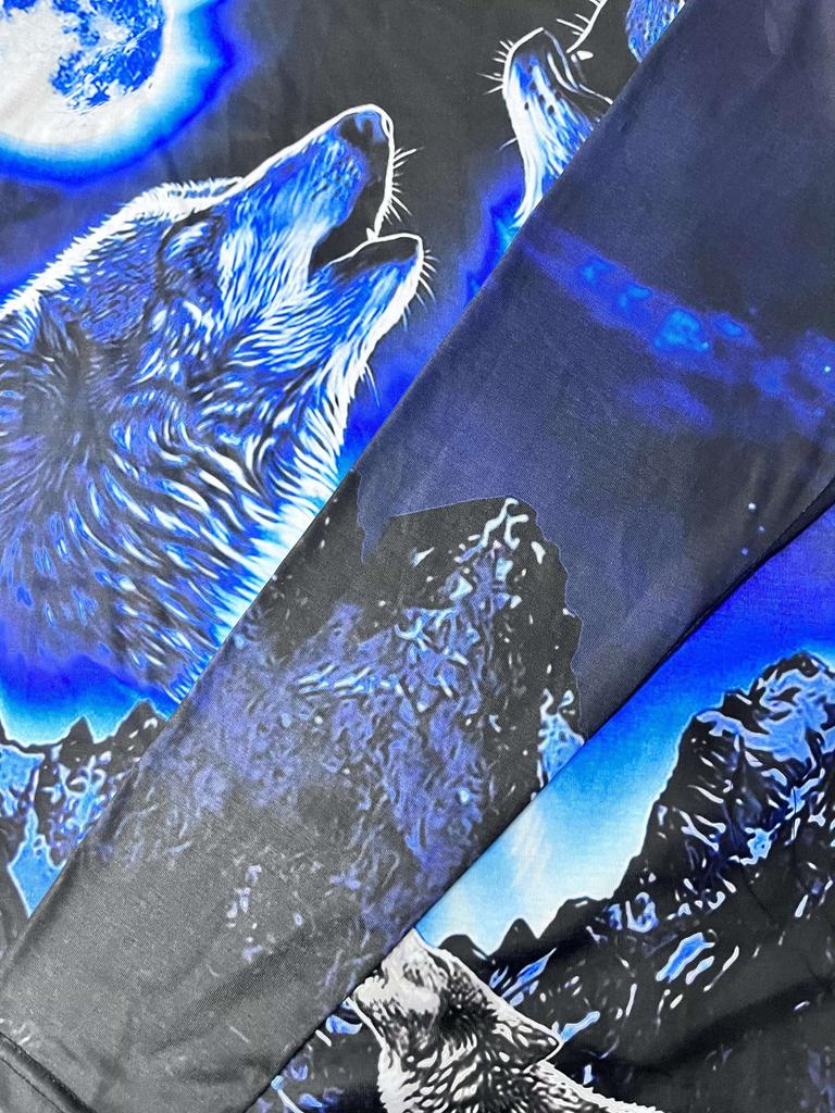 Men's Wolf-Themed 3D Digital Printed Long-Sleeve T-Shirt - Casual and Comfortable Crew Neck Pullover