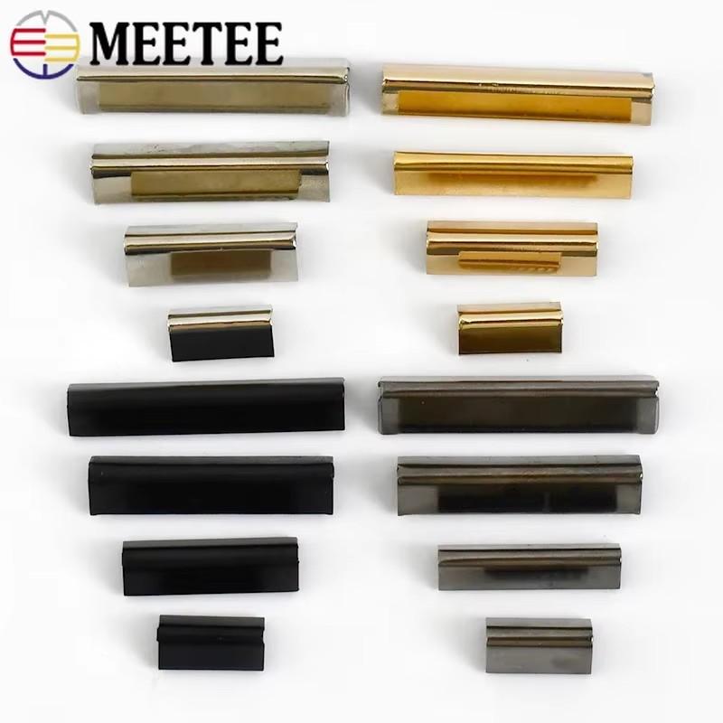 10Pcs Meetee 10-60mm Metal Tail Clip Buckle Bag Strap Webbing End Stopper Clasp Clothes Belt Hook DIY Leather Crafts Accessories
