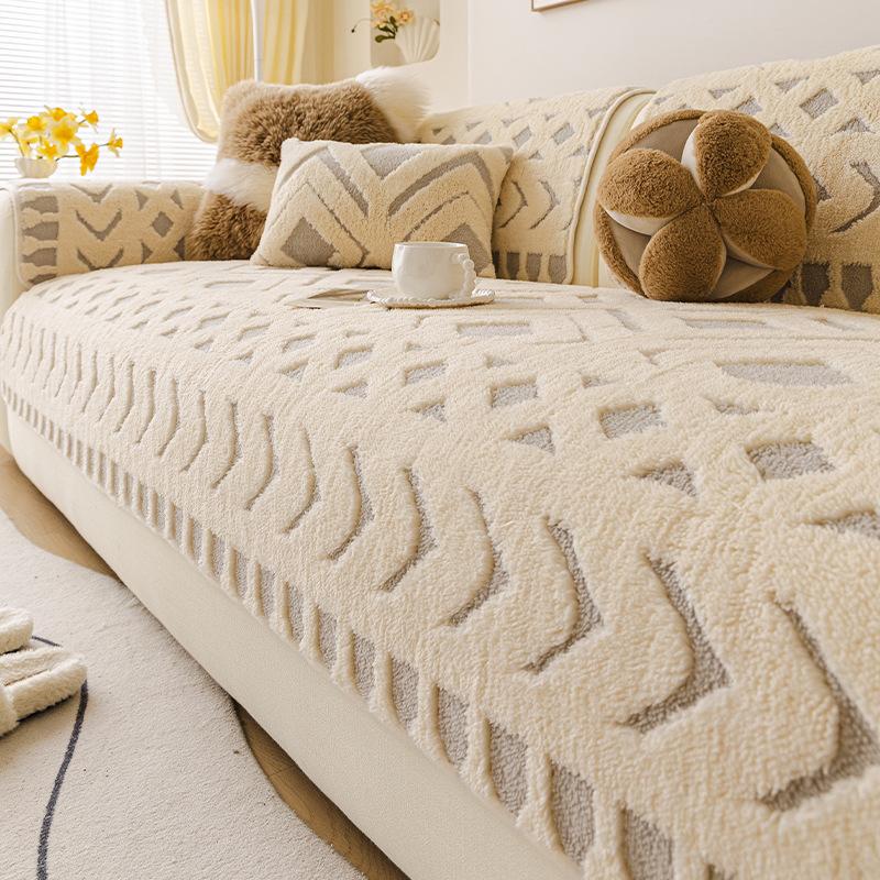 Winter Thick Chenille Plush Sofa Cushion High-End Non-Slip Couch Cover For Living Room Skin-Friendly Pet Friendly Armrest Towel