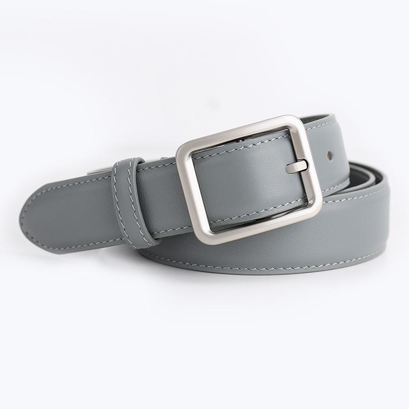 

Genuine leather belt - women s minimalist belt - premium cowhide leather - versatile belt for jeans and more 100cm сіро блакитний колір