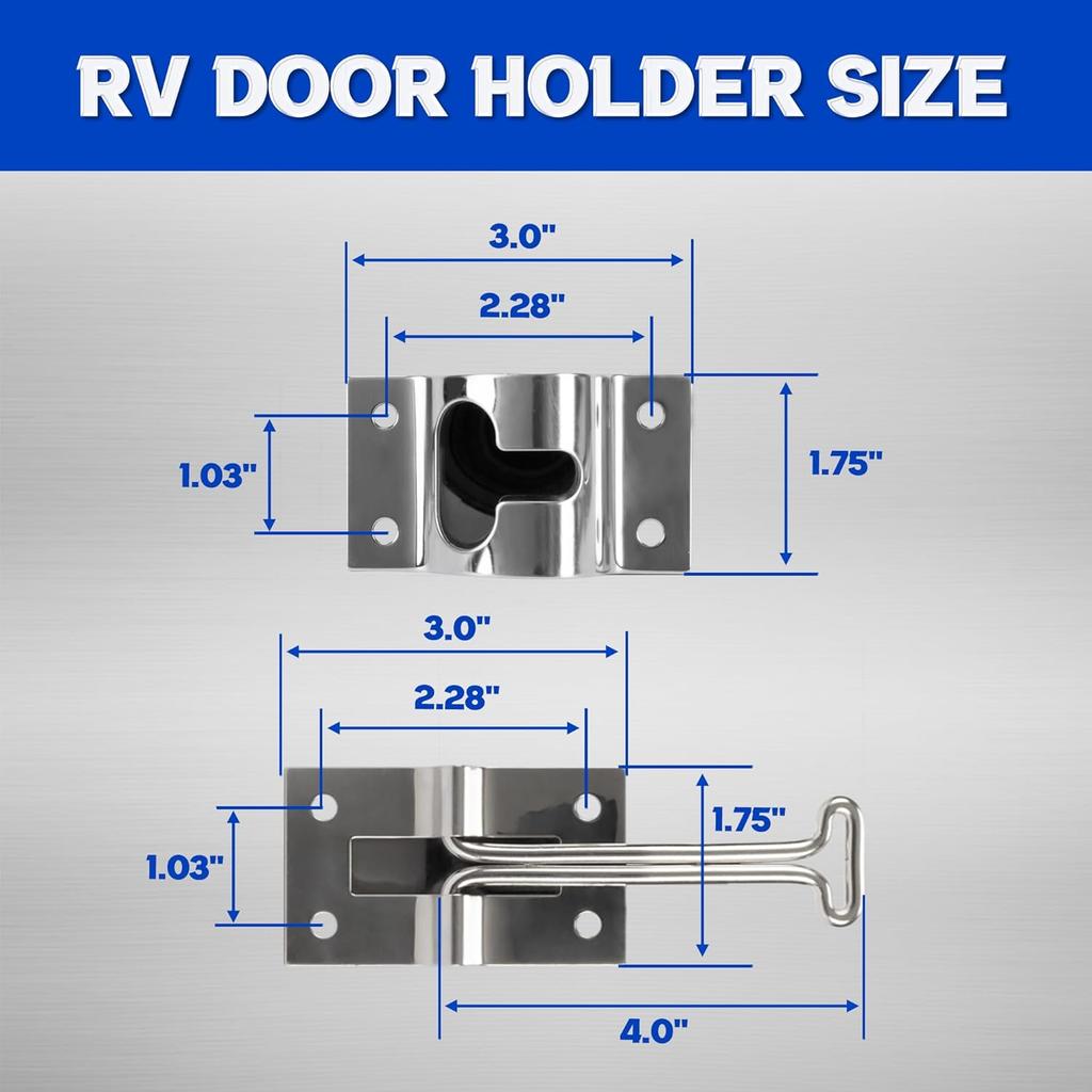 Lonffery Rv Door Latch, RV Door Holder, 304 Stainless Steel Trailer Latch, 4 Inches