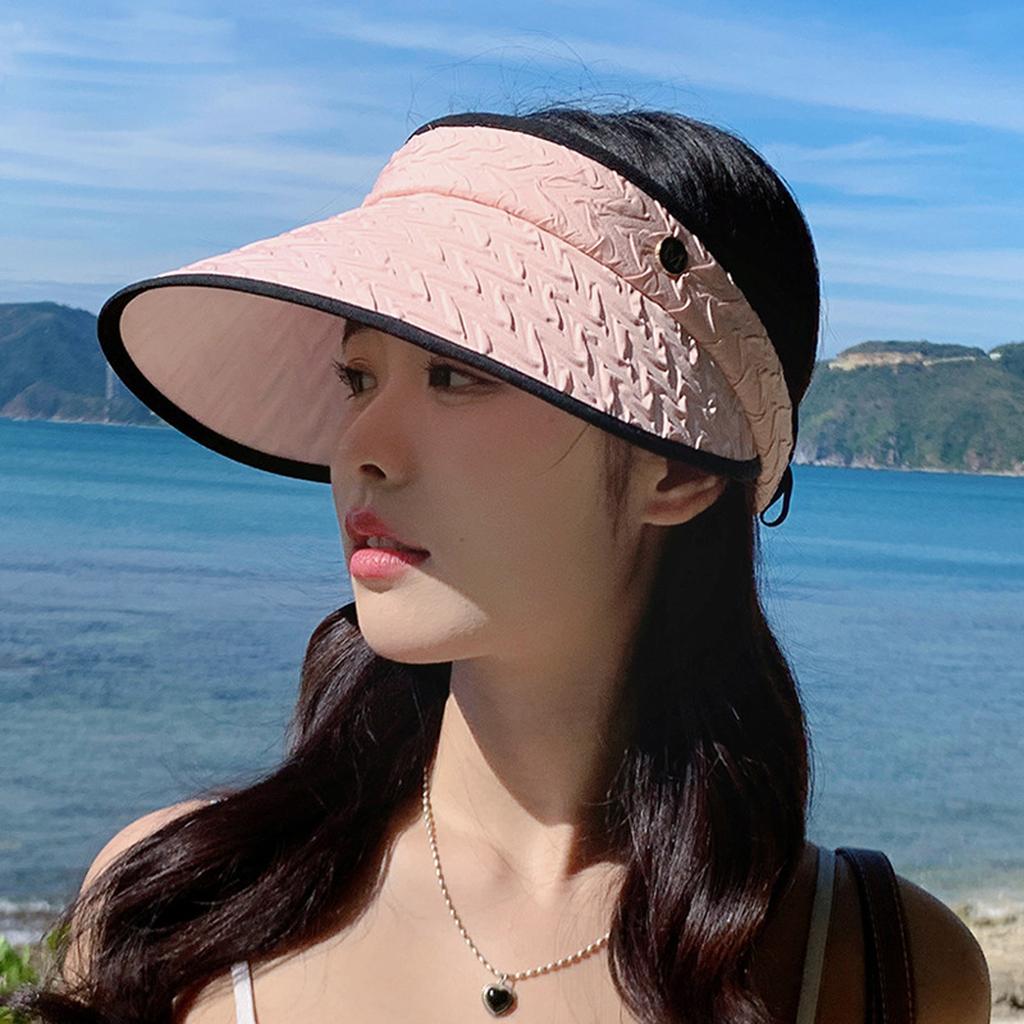 Women Sun Hats Summer Fashion Large Brim Empty Top Casual Sport Beach Sun Visor Hat For Outdoor Cycling