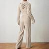 Women's Fashion Textured Two-Piece Long Sleeve Drop Shoulder Zipper Drawstring Hooded Suit