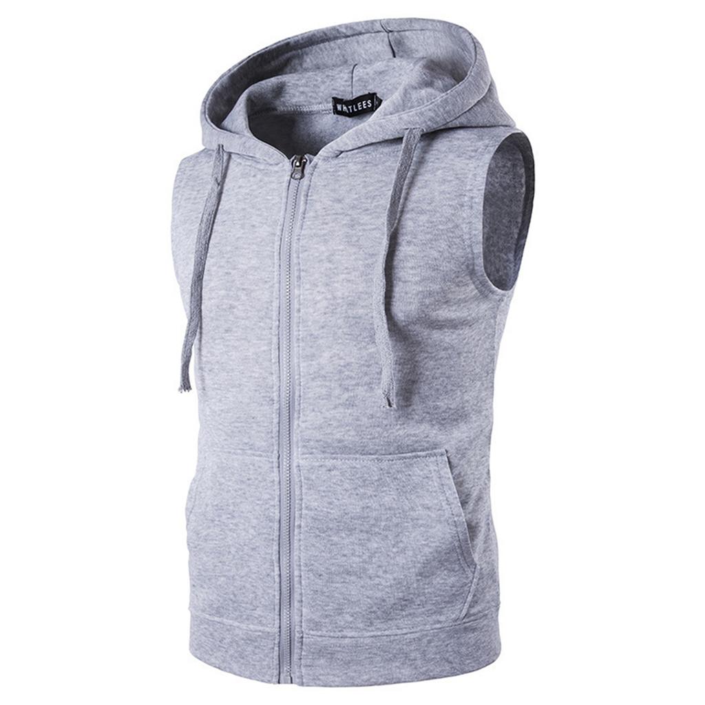 Men Hooded Waistcoat Fashion Brand Male Sleeveless Jacket Zipper Casual Cotton Men Vest