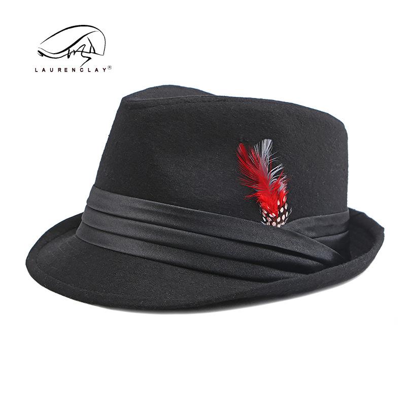 

Шерстяной цилиндр Женский Осенне-зимний Британский Ретро Мода Перо Шляпа для выступления Мужская Джазовая Шляпа Тренд M（56-58cm）