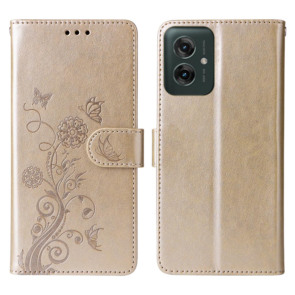 For Motorola Moto G55 5G Case Butterfly Floral Imprint Wallet Stand Leather Phone Cover