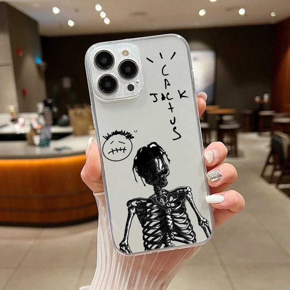 Fashion Hot Phone Case For iPhone 16 15 14 13 12 11 Pro Max XS X XR 7 8 SE Jackboys Travis Scott Soft Transparent
