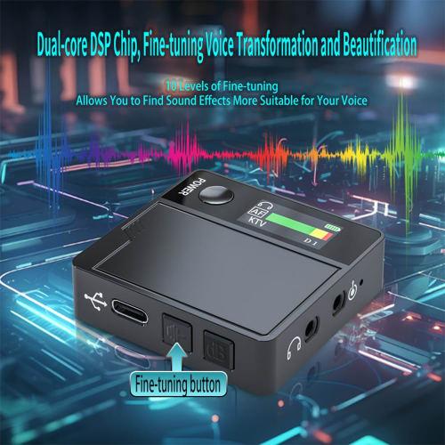 summina Voice Changer with Built-in Microphone, Vocal Effects, Portable Voice Changer Device with 11 Sound Effects, Color Screen Display, Mini Live Br