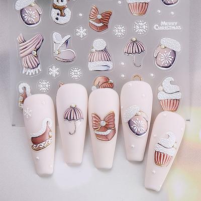 1 Stück Weihnachten Cartoon Nagelsticker Weihnachtsmann Schneemann Selbstklebende Slider Nagelaufkleber Schneeflocke Maniküre Kunst Dekor